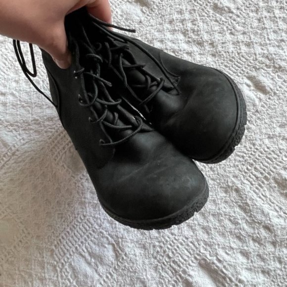 Timberland Glancy black nubuck heeled laceup boots size 9.5 - Picture 5 of 10